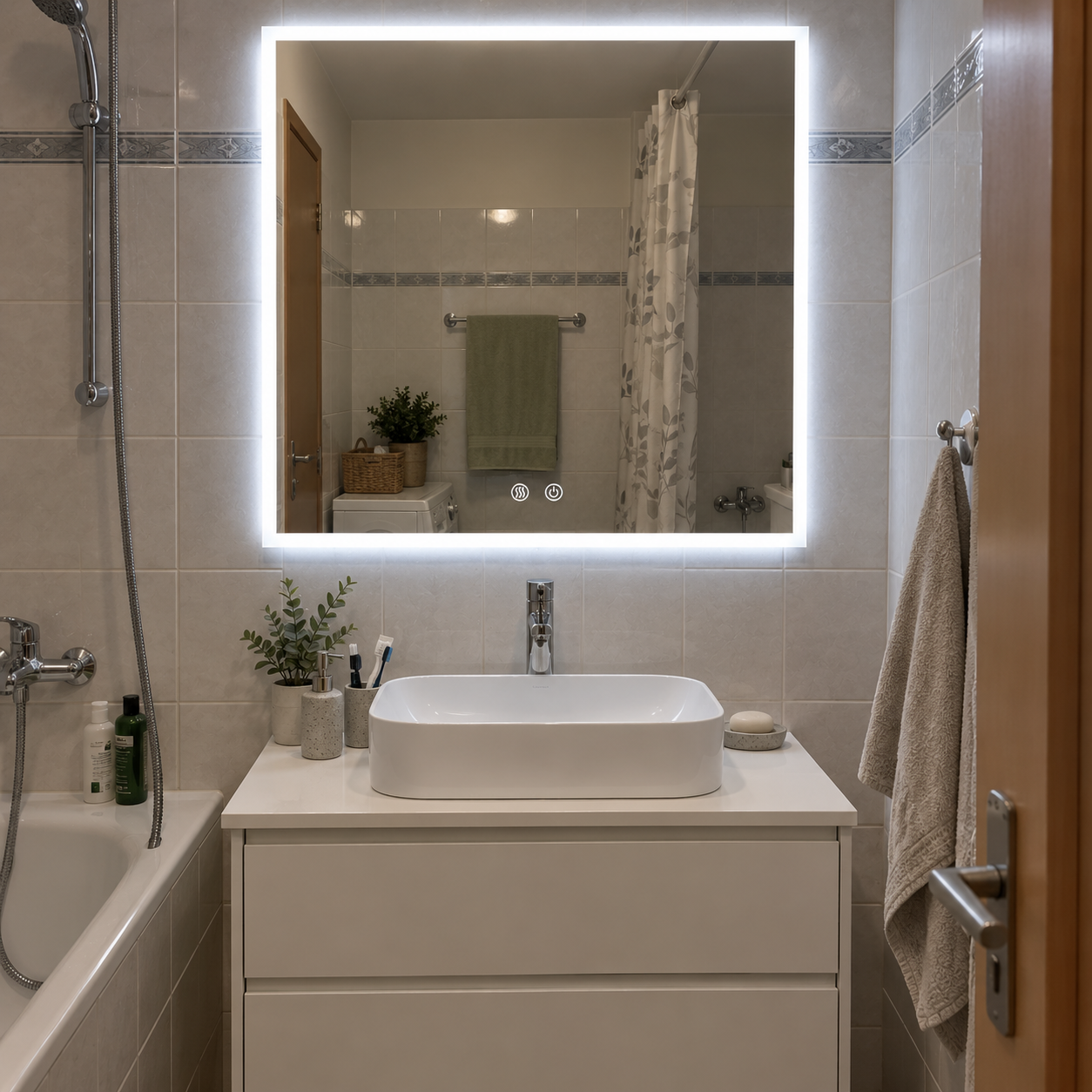 Čtvercové LED zrcadlo INÉS 80x80 cm